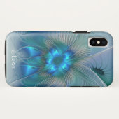 Staande ovaties, Abstracte Blauwe Fractale Kunst N Case-Mate iPhone Case (Achterkant (horizontaal))