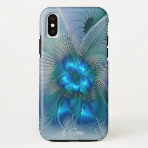 Staande ovaties, Abstracte Blauwe Fractale Kunst N Case-Mate iPhone Case