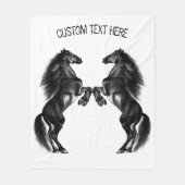 Staande Paard Fleece Deken met Aangepaste Tekst (Voorkant)