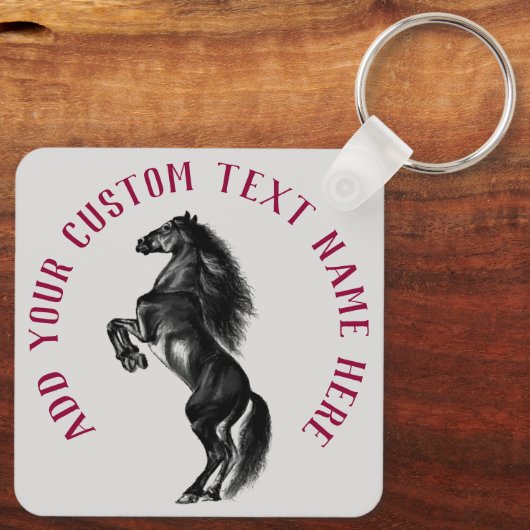 Staande Paard Sleutelhanger Gift met Aangepaste Te (Achterkant)