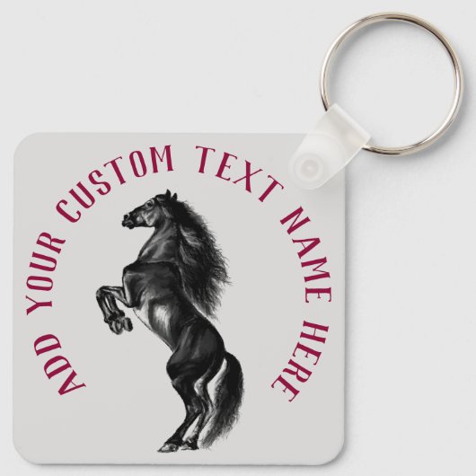 Staande Paard Sleutelhanger Gift met Aangepaste Te (Achterkant)