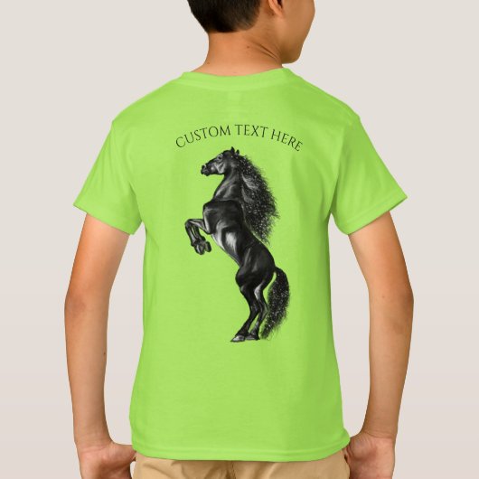 Staande Paard T-Shirt met Aangepaste Tekst (Achterkant)