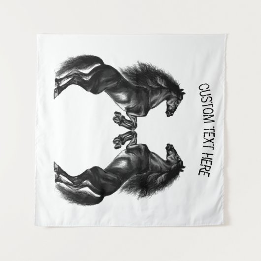 Staande Paard Tapestry met Aangepaste Tekst Wandkleed (Voorkant (horizontaal))