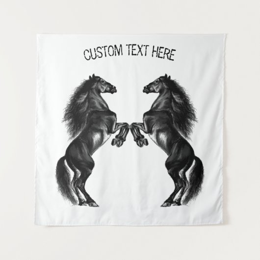 Staande Paard Tapestry met Aangepaste Tekst Wandkleed (Voorkant)