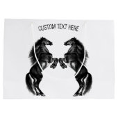 Staande Paarden Gift Bag met Aangepaste Tekst Groot Cadeauzakje (Achterkant)