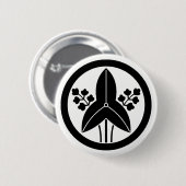 Staande pijlpunt in cirkel ronde button 5,7 cm (Voorkant /achterkant)