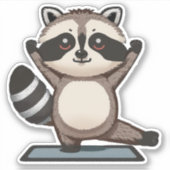 Staande Prullenbak Panda Pose Grappige Wasbeer Sticker (Voorkant)