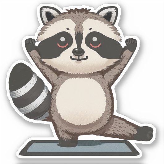 Staande Prullenbak Panda Pose Grappige Wasbeer Sticker (Voorkant)