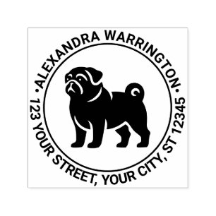 Staande pug-hond Silhouette Naam Retouradres Zelfinktende Stempel