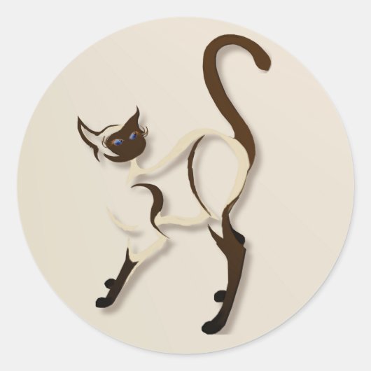 Staande Siamese Kat Stickers (Voorkant)