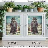 Staande Steampunk Herenkat EV5R Decoupage Tissuepapier