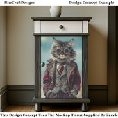 Staande Steampunk Herenkat EV5R Decoupage Tissuepapier