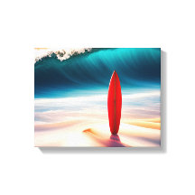 Staande surfplank in strandzand