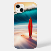 Staande surfplank in zand Case-Mate iPhone case (Achterkant)