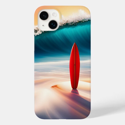 Staande surfplank in zand Case-Mate iPhone case (Achterkant)