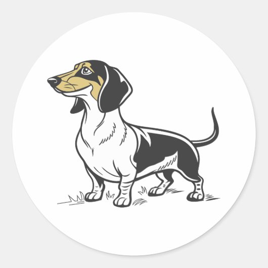 Staande teckel hond geïsoleerd ronde sticker (Voorkant)