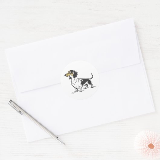 Staande teckel hond geïsoleerd ronde sticker (Envelop)
