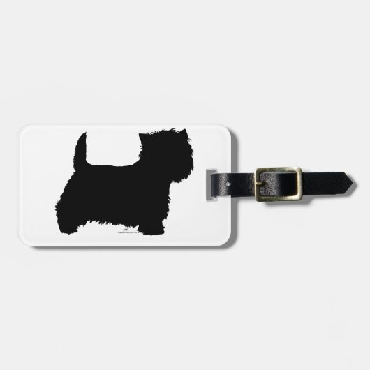 Staande Westie Silhouet Bagagelabel (Voorkant horizontaal)