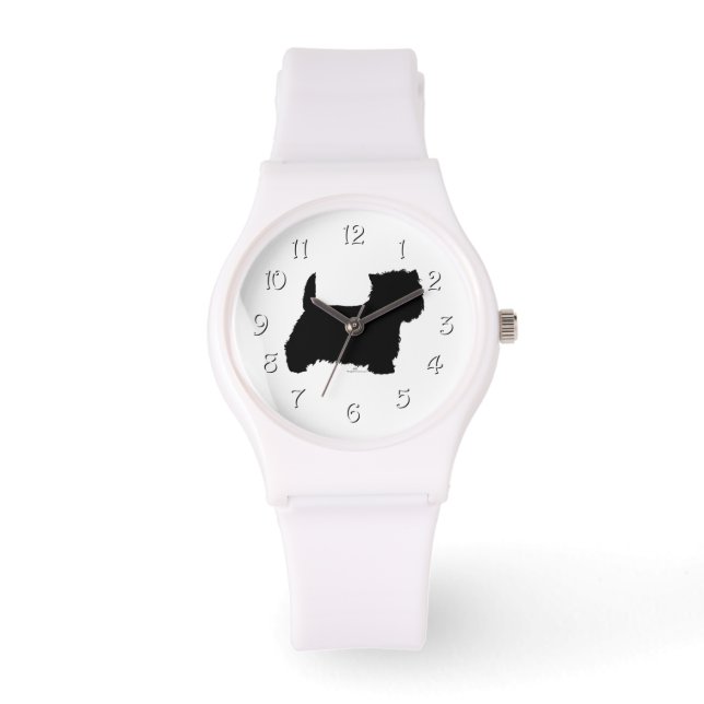 Staande Westie Silhouet Horloge (Voorkant)