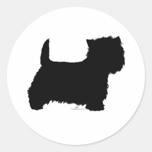 Staande Westie Silhouet Ronde Sticker