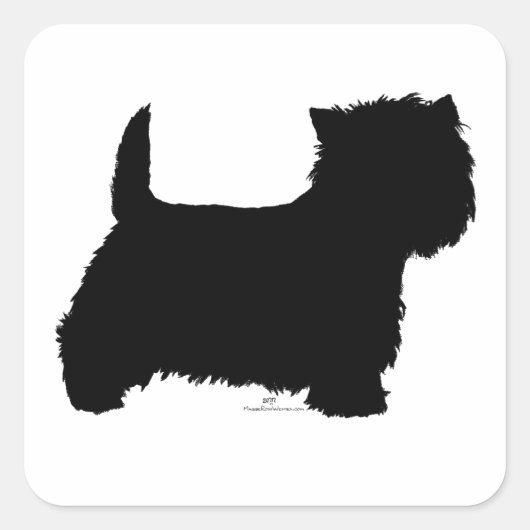 Staande Westie Silhouet Vierkante Sticker (Voorkant)