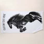 Staande Wild Paard Strandlaken met Aangepaste Teks (Voorkant)