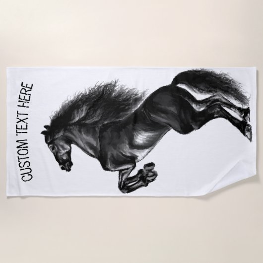 Staande Wild Paard Strandlaken met Aangepaste Teks (Voorkant)