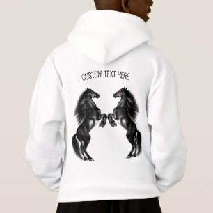 Staande wilde paarden hoodie met aangepaste tekst