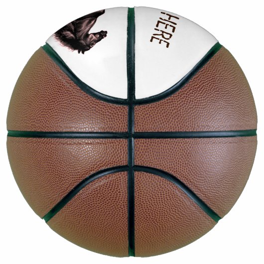 Staande Zwart Wild Paard Custom Text Basketbal (Rechts)