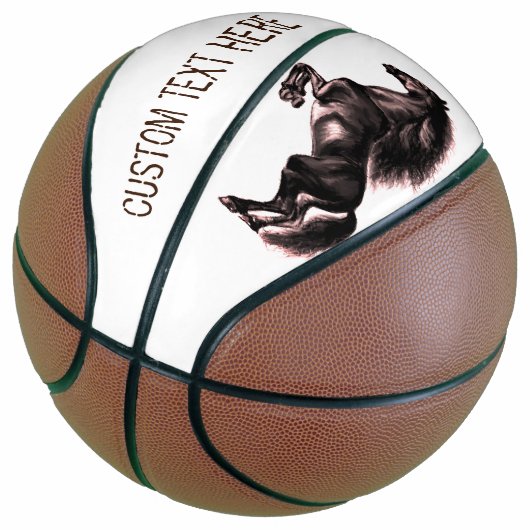 Staande Zwart Wild Paard Custom Text Basketbal (Schuin)