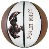 Staande Zwart Wild Paard Custom Text Basketbal (Verticaal)