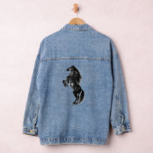 Staande zwart wild paard denim jas denim jacket (Hangar)
