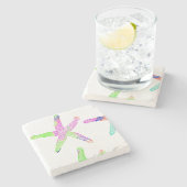 Staanvis Kuststrand Multicolor Pattern 2020 Stenen Onderzetter (Zijkant)