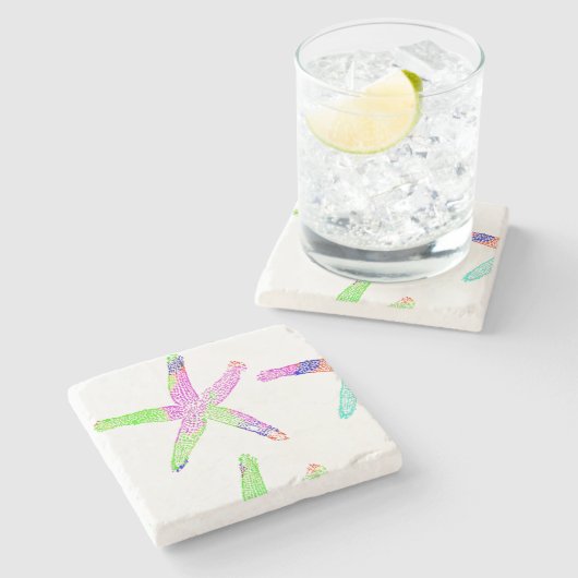 Staanvis Kuststrand Multicolor Pattern 2020 Stenen Onderzetter (Zijkant)