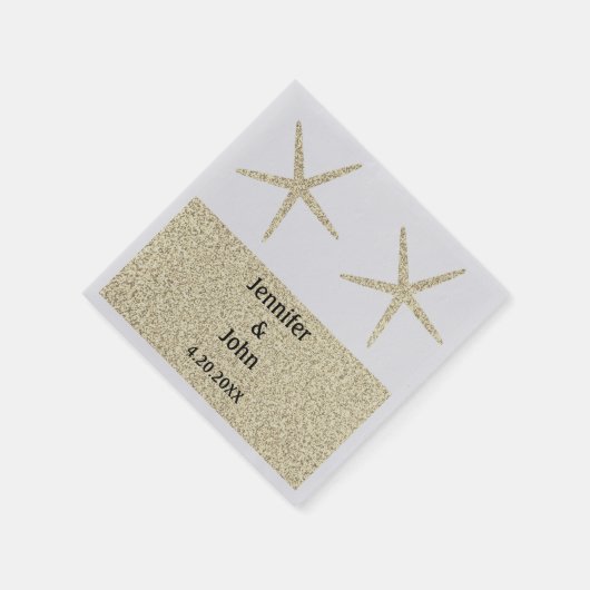 Staanvis Tropical Gold Glitter Silver Weddenschap Servet (Hoek)