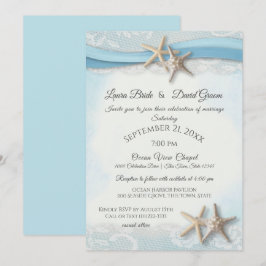Staanvis Tropische  Beach Sky Blue Wedding Kaart