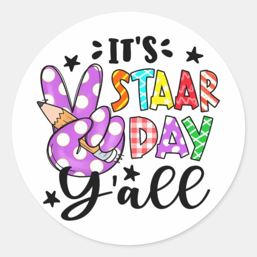 Staar Dag Yall Vredesbord Leraar Grappige Testdag Ronde Sticker (Voorkant)