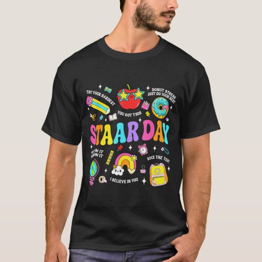 Staar-dagtest leraar student positieve leraar t-shirt (Voorkant)