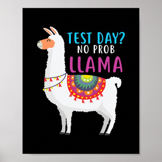 Staar Test Day No Probleem Llama Teacher Testing Poster (Voorkant)