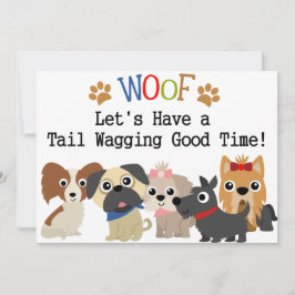 Staart kwispelende hond verjaardag uitnodiging