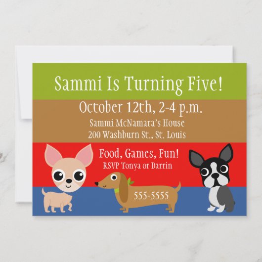 Staart kwispelende hond verjaardag uitnodiging (Achterkant)