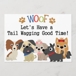 Staart kwispelende hond verjaardag uitnodiging