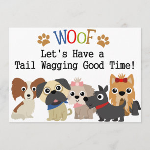 Staart kwispelende hond verjaardag uitnodiging