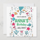 Staart van een schattige zeemeermin, uitnodiging v (Voorkant)