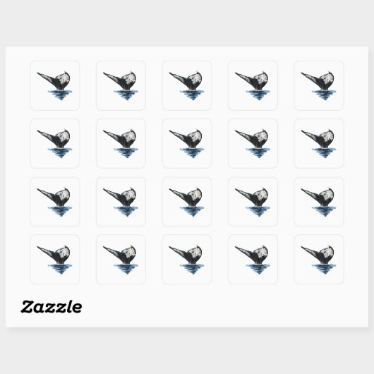 Staart van een walvis vierkante sticker (Vel)