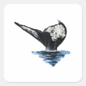 Staart van een walvis vierkante sticker (Voorkant)