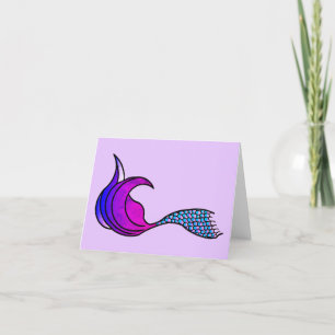 Staart van een zeemeermin in roze, paars, turquois bedankkaart