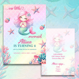 Staart Zeemeermin Turquoise Roze Meisjes Verjaarda Kaart