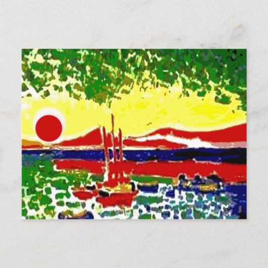Staarten en strandzonnescherm briefkaart (Voorkant)