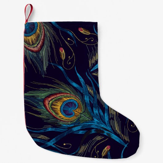Staarten van de vredesvector. Embroidery pauock fe Kleine Kerstsok (Voorkant)